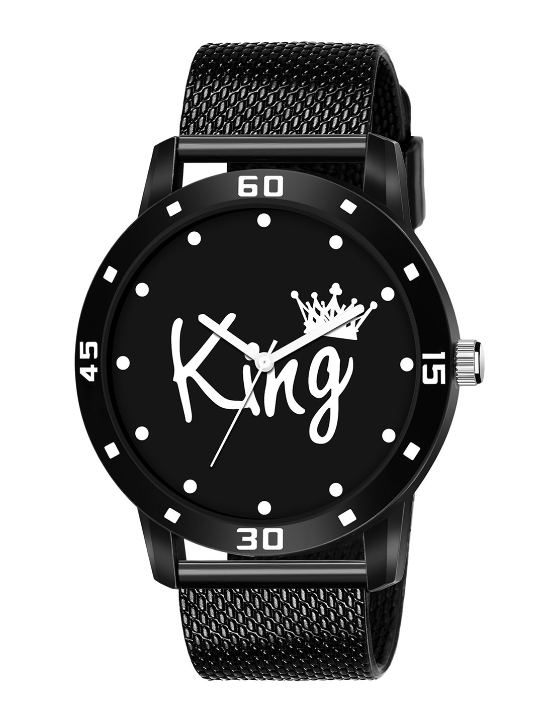 

HAPPY KHAJANA Men Black Brass Printed Dial & Black Straps Analogue Watch