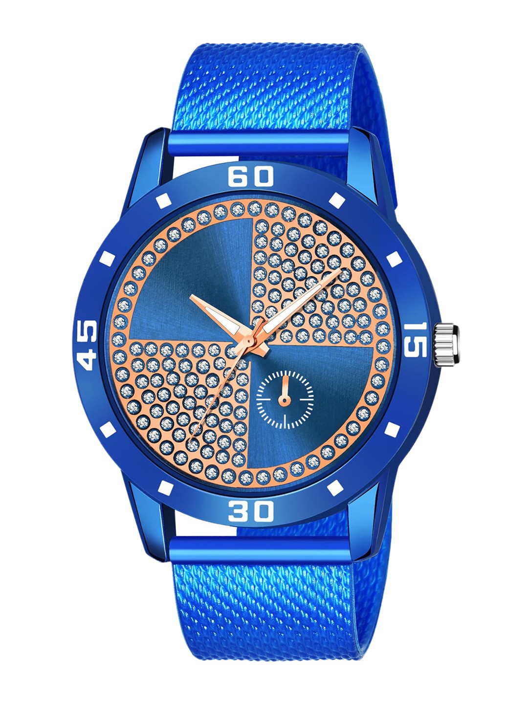

HAPPY KHAJANA Men Gold-Toned Brass Embellished Dial & Blue Straps Analogue Watch KJR_526-Blue
