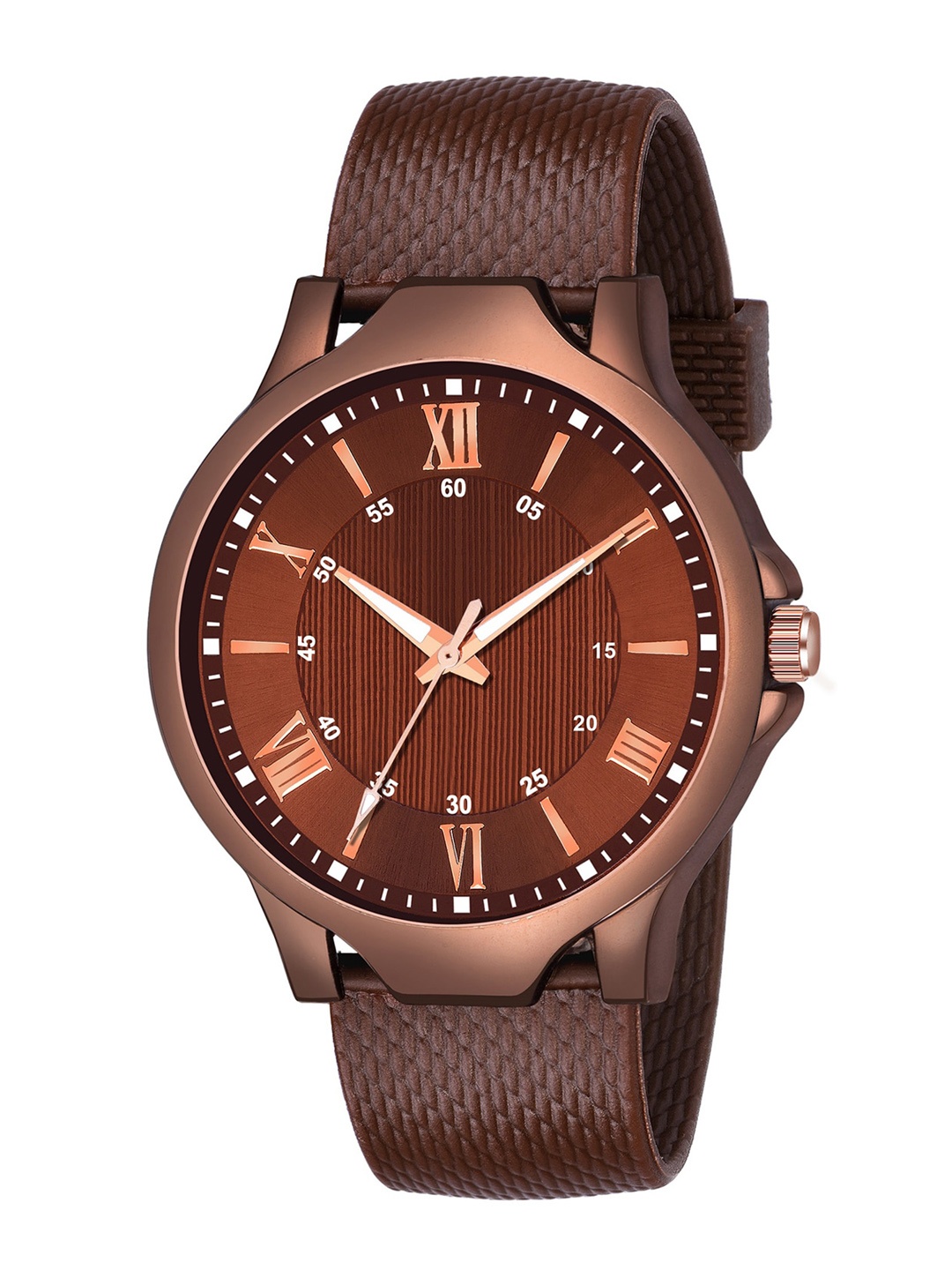 

HAPPY KHAJANA Men Brown Brass Dial & Brown Straps Analogue Watch