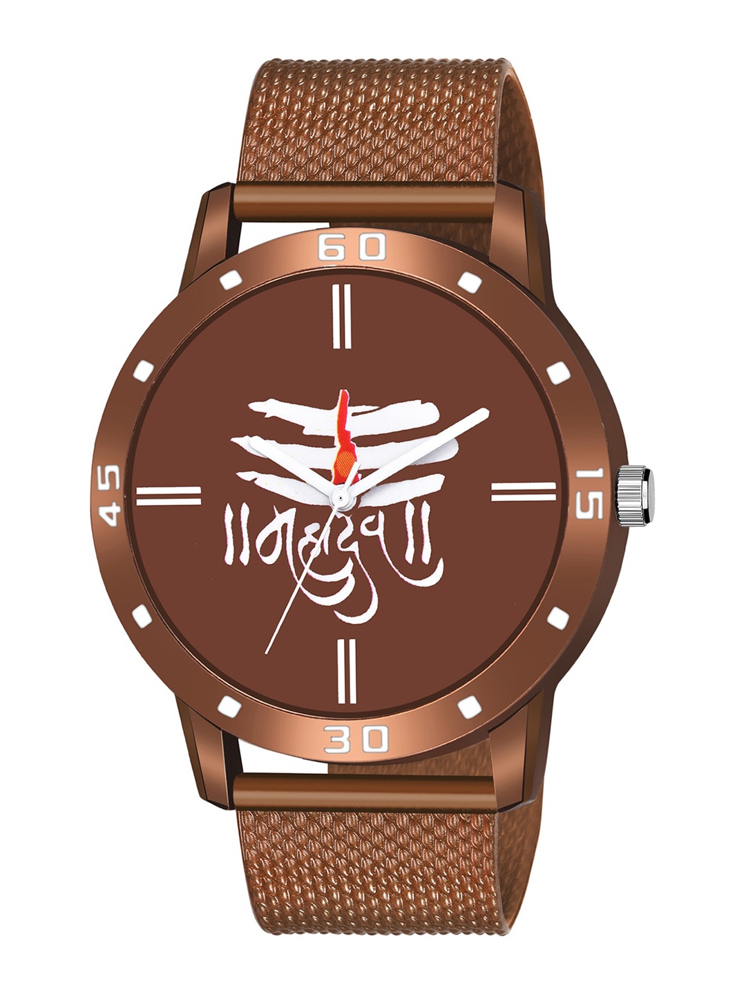 

HAPPY KHAJANA Men Brown Brass Printed Dial & Brown Bracelet Style Straps Analogue Watch