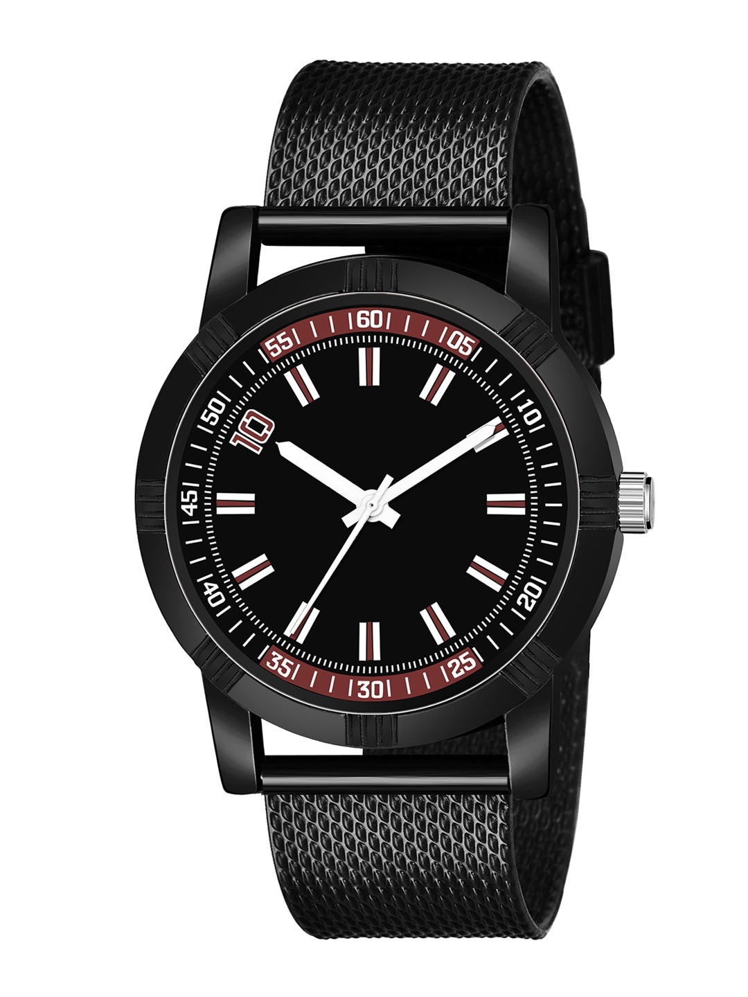 

HAPPY KHAJANA Men Black Brass Dial & Black Bracelet Style Straps Analogue Watch