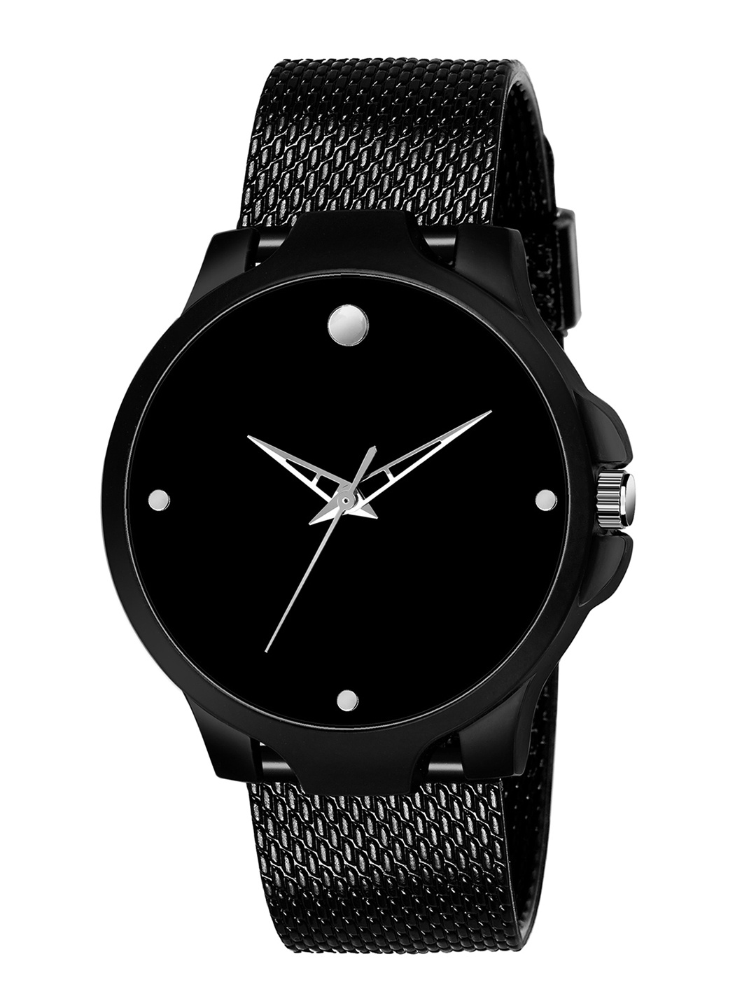 

HAPPY KHAJANA Men Black Brass Dial & Black Bracelet Style Straps Analogue Watch