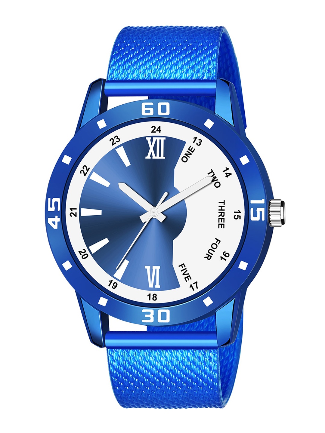 

HAPPY KHAJANA Men Blue Brass Printed Dial & Blue Straps Analogue Watch