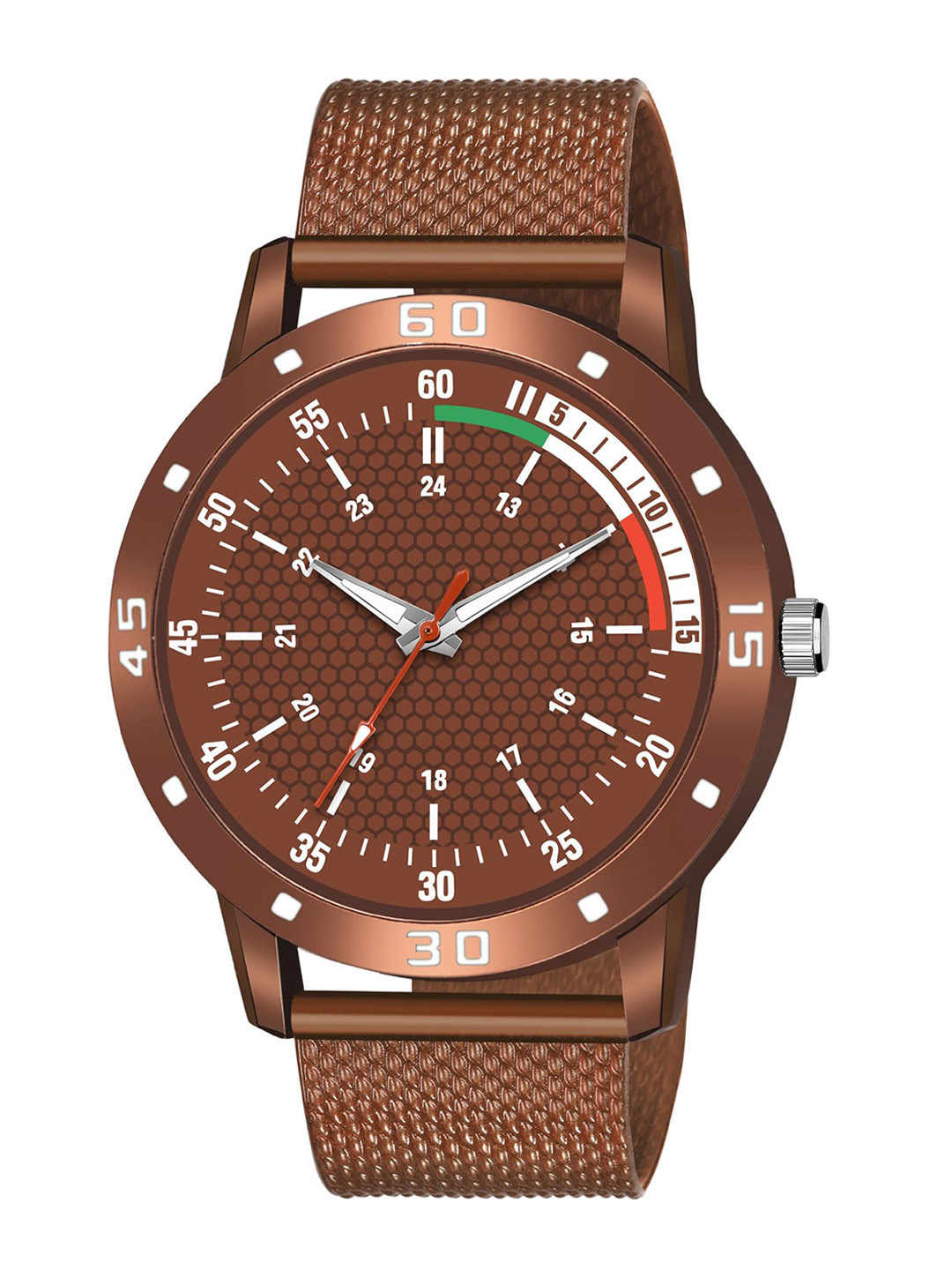 

HAPPY KHAJANA Men Brown Brass Patterned Dial & Brown Straps Analogue Watch