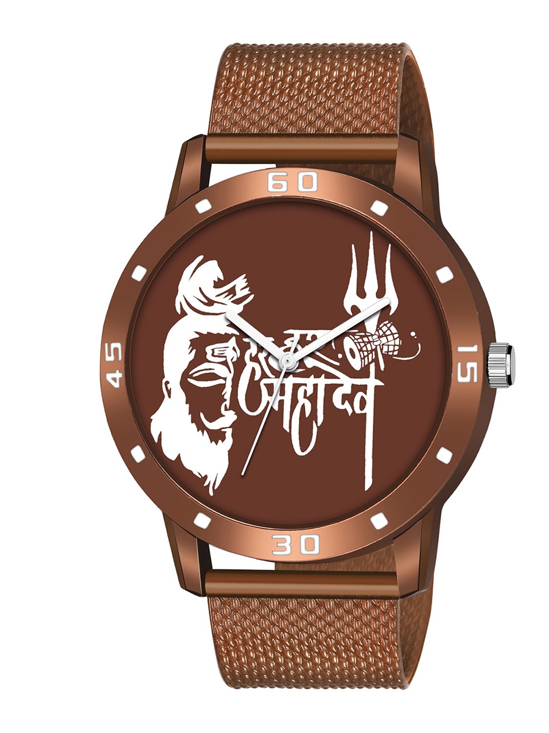 

HAPPY KHAJANA Men Brown Brass Printed Dial & Brown Textured Straps Analogue Watch KJR_592-Brown