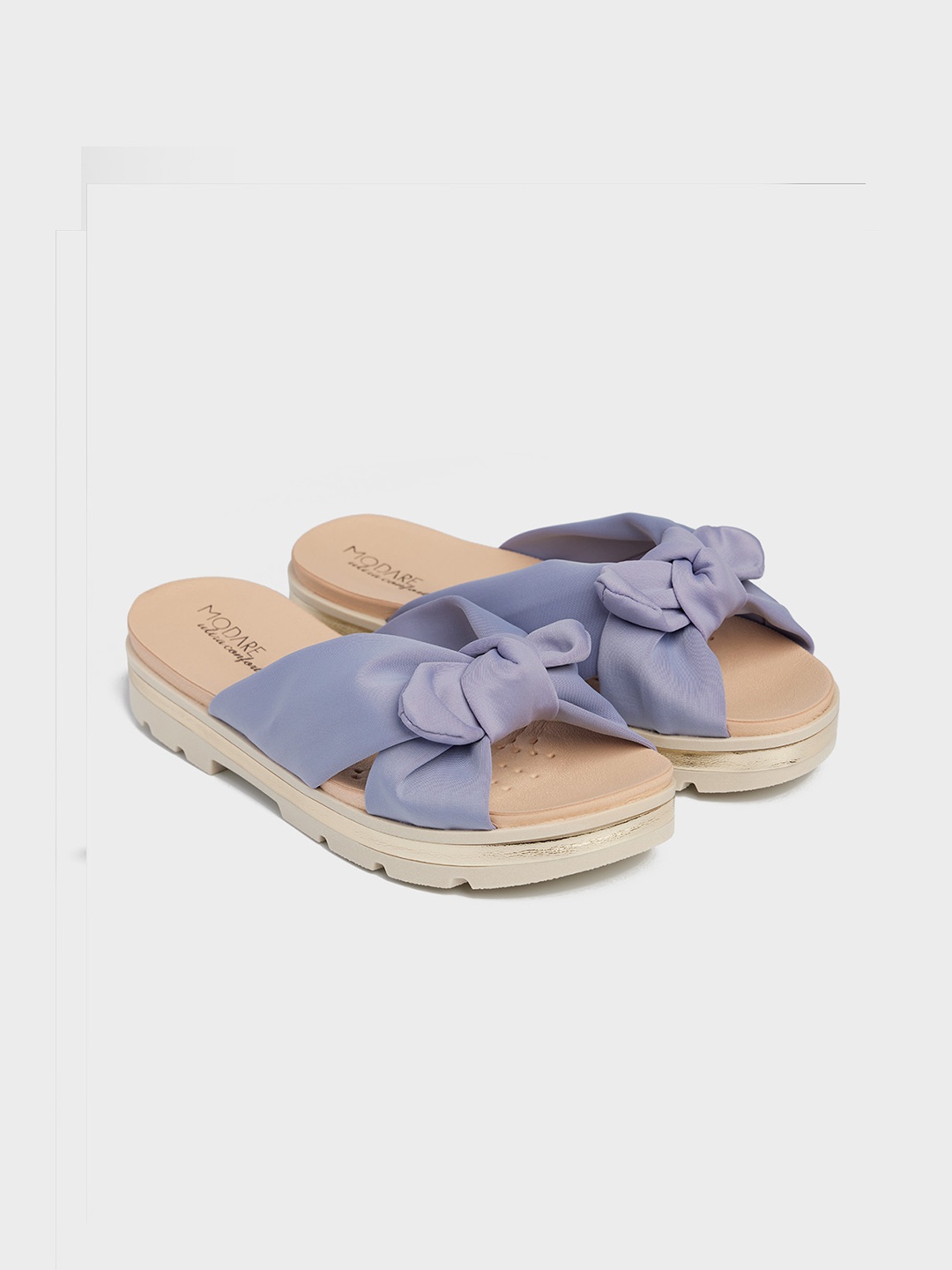 

MODARE Women Blue Open Toe Flats with Bows
