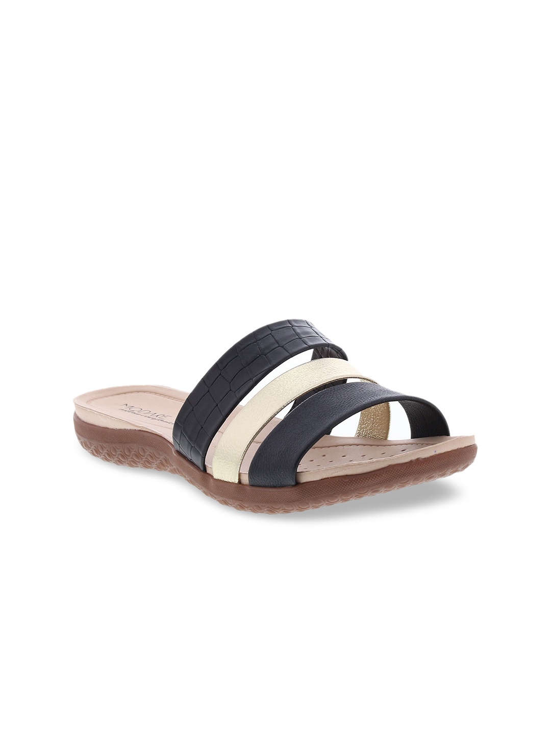 

MODARE Women Black Colourblocked Open Toe Flats