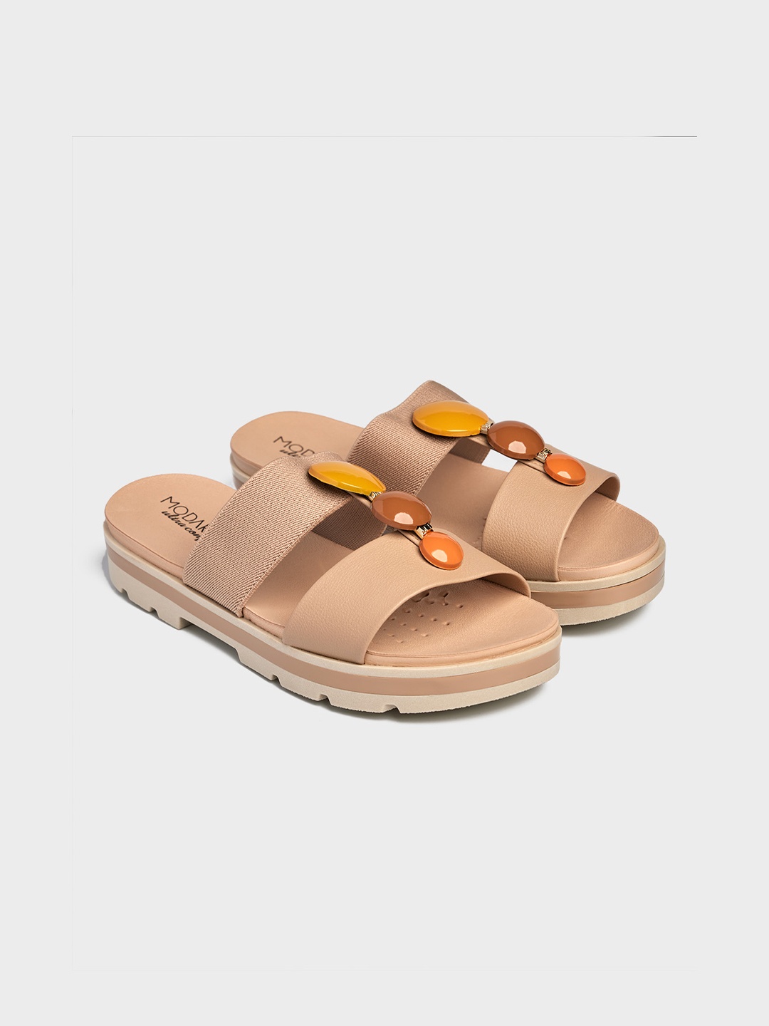 

MODARE Women Beige Open Toe Flats