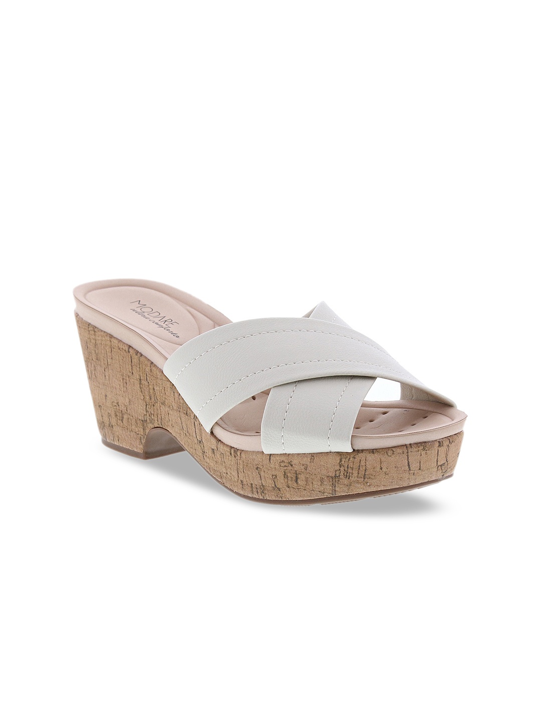 

MODARE Women Off White Block Heel Sandals