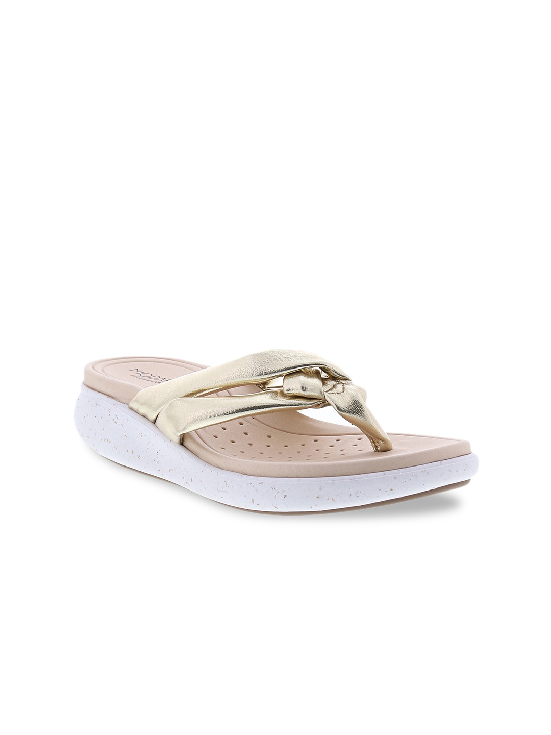 

MODARE Women Gold-Toned Open Toe Flats