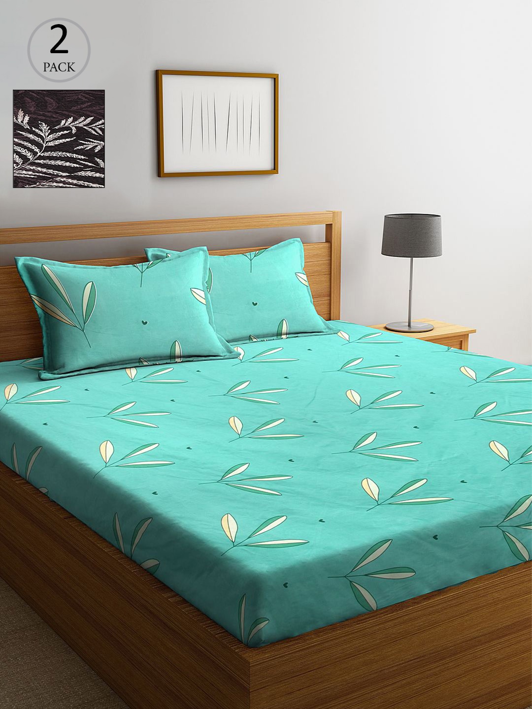 

KLOTTHE Multicoloured Floral Set of 2 King Bedsheet with 4 Pillow Covers, Multi