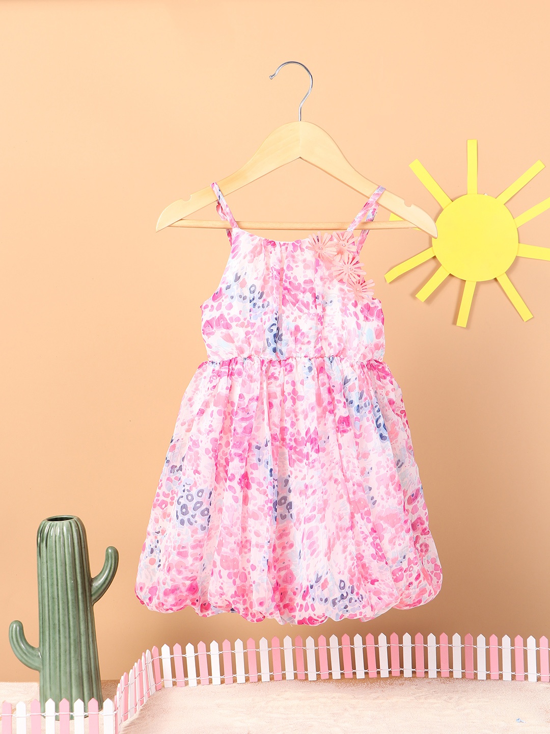 

Nauti Nati Girls Pink Printed Balloon Dress