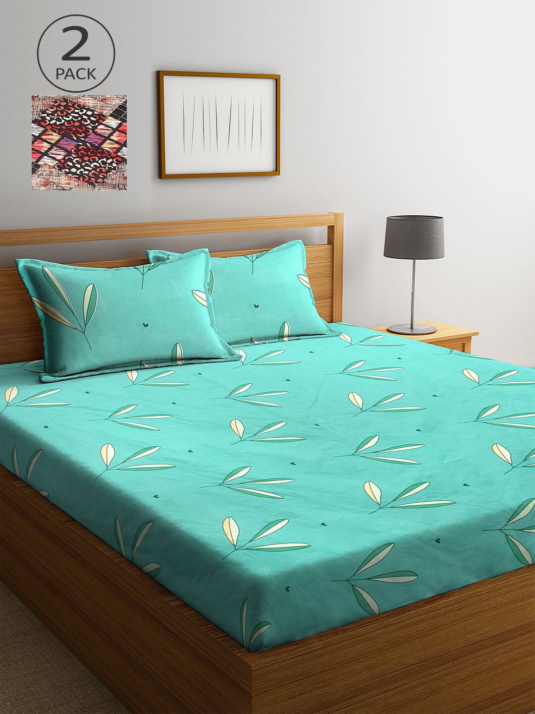 

KLOTTHE Blue & Black Floral 210 TC 2 King Bedsheet with 4 Pillow Covers
