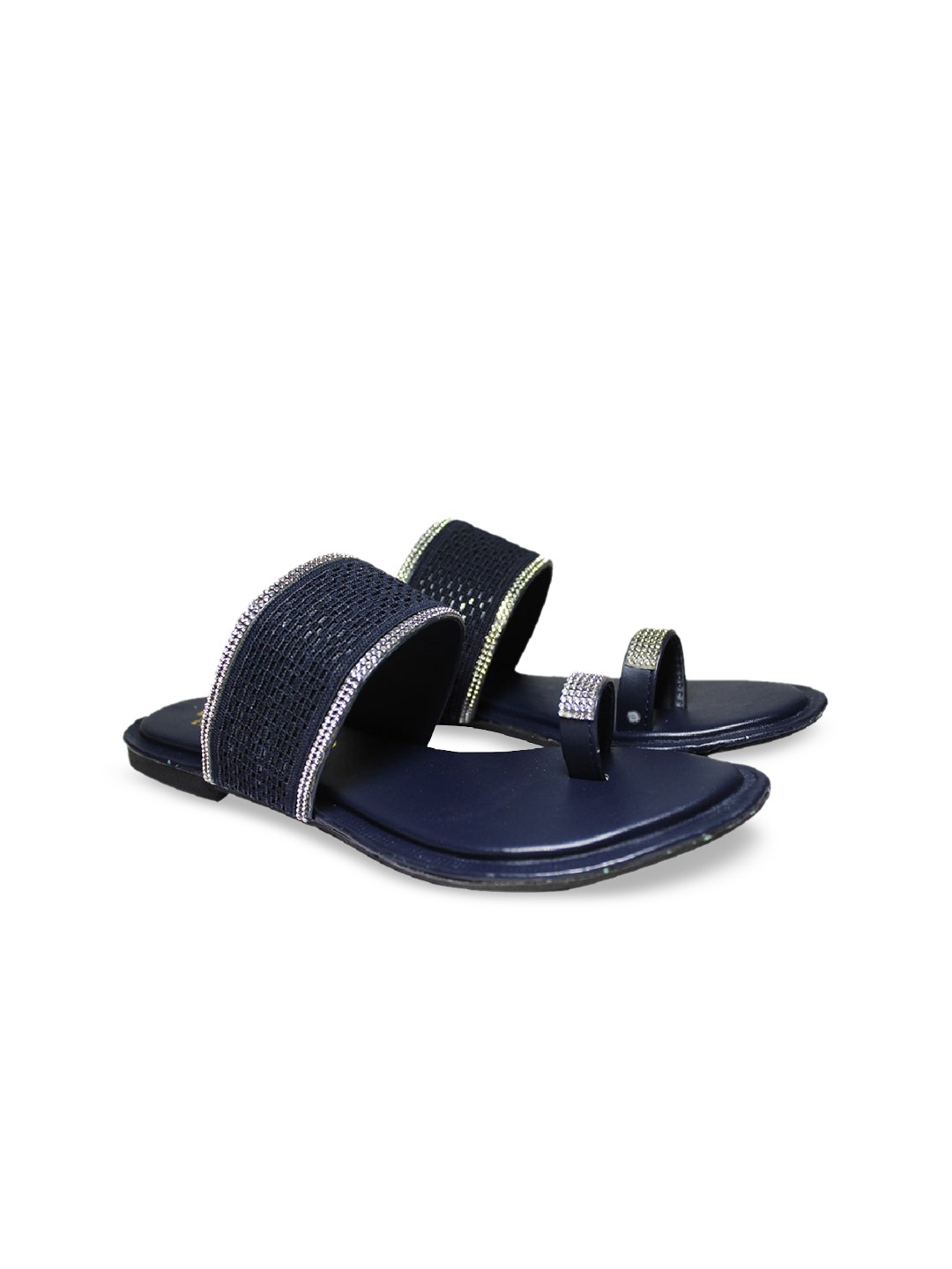 

WALK N STYLE COLLECTION Women Blue Embellished Ethnic One Toe Flats