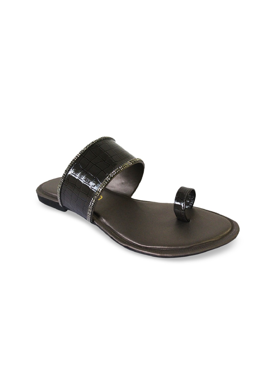 

WALK N STYLE COLLECTION Women Black Embellished Ethnic One Toe Flats