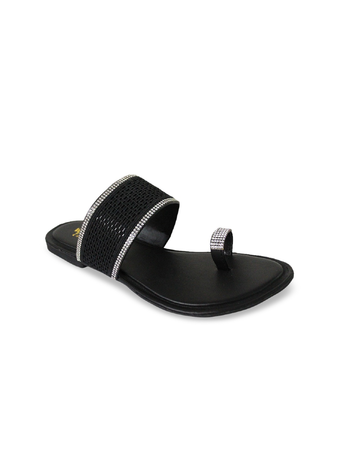 

WALK N STYLE COLLECTION Women Black Embellished Ethnic One Toe Flats