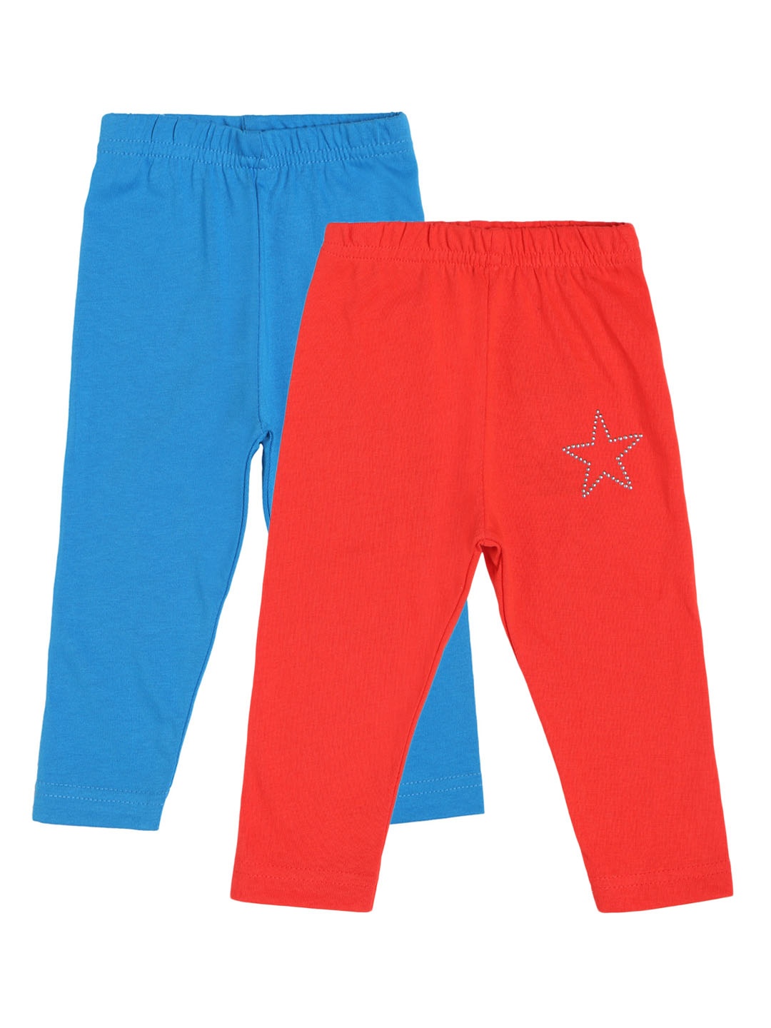 

Bodycare Kids Girls Pack Of 2 Red & Blue Solid Track Pants