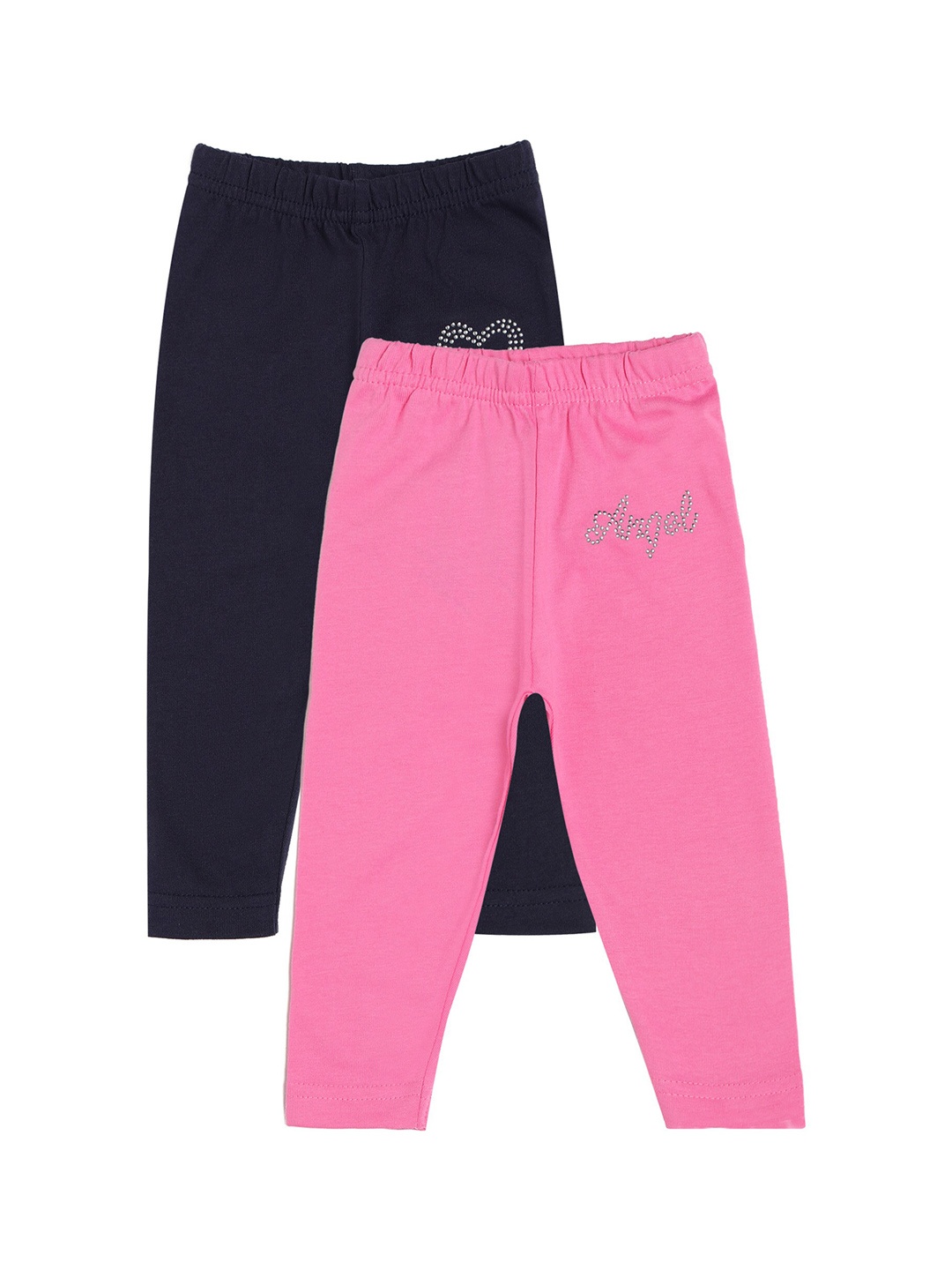 

Bodycare Kids Infant Girls Pack Of 2 Solid Slim-Fit Track Pants, Pink