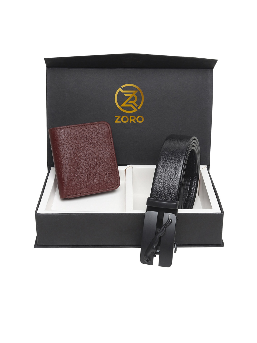 

ZORO Men Black Solid Belt & Wallet Accessory Gift Set