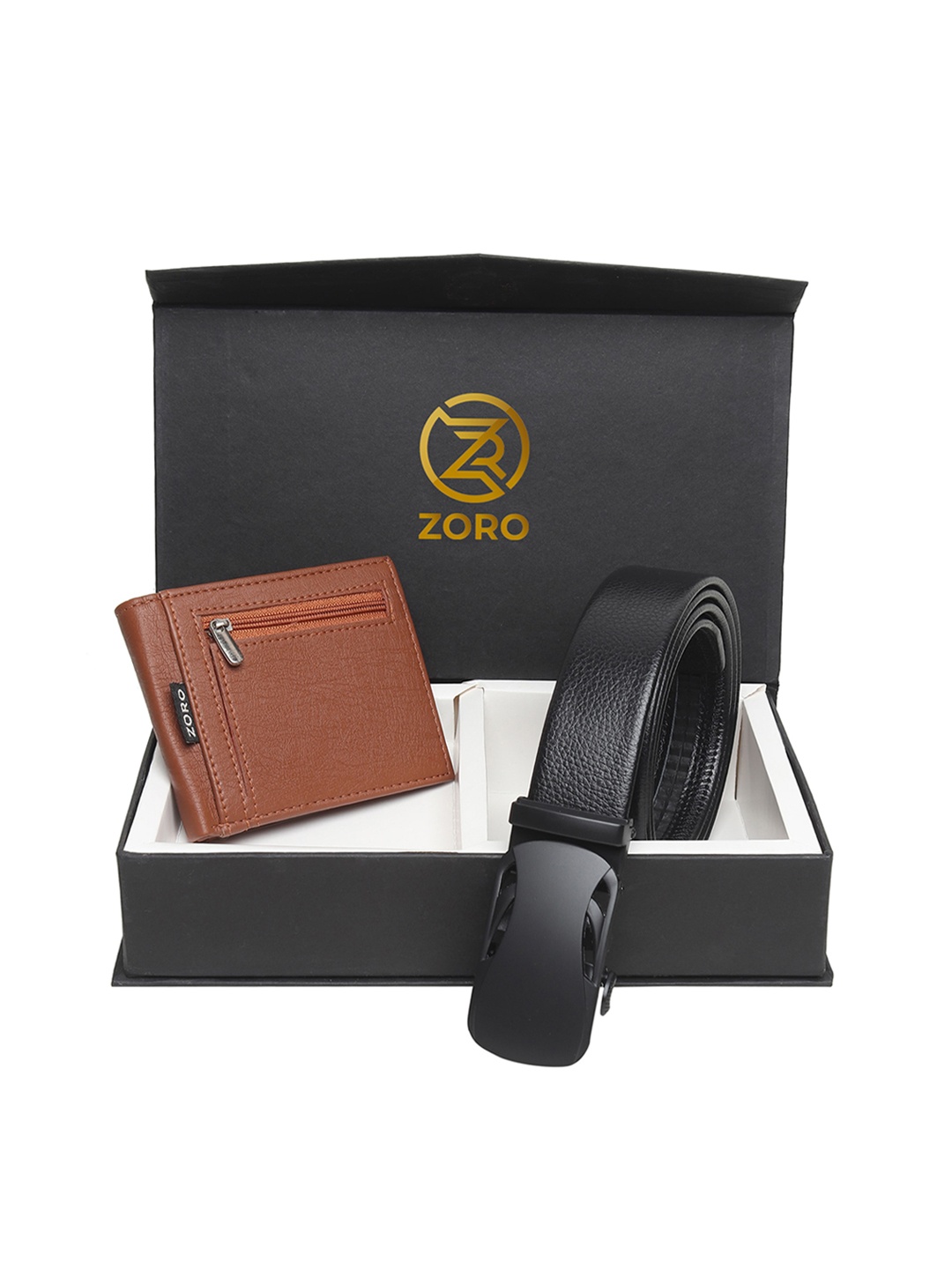 

ZORO Men Black Solid Belt & Wallet Set