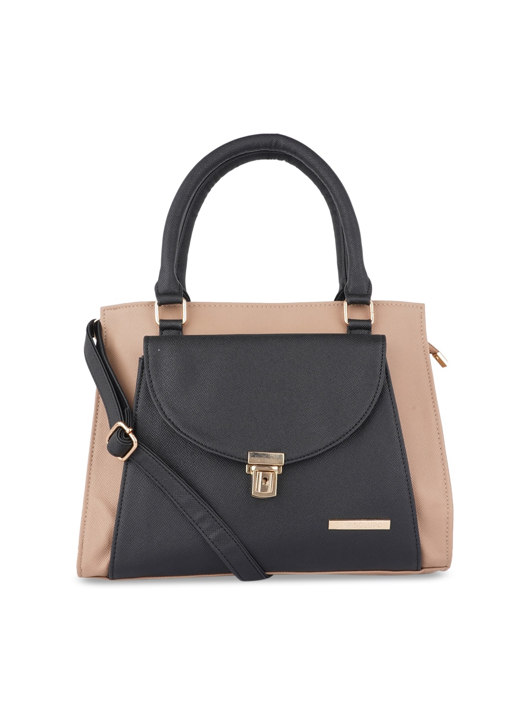 

Lapis O Lupo Beige Colourblocked Structured Satchel Bag