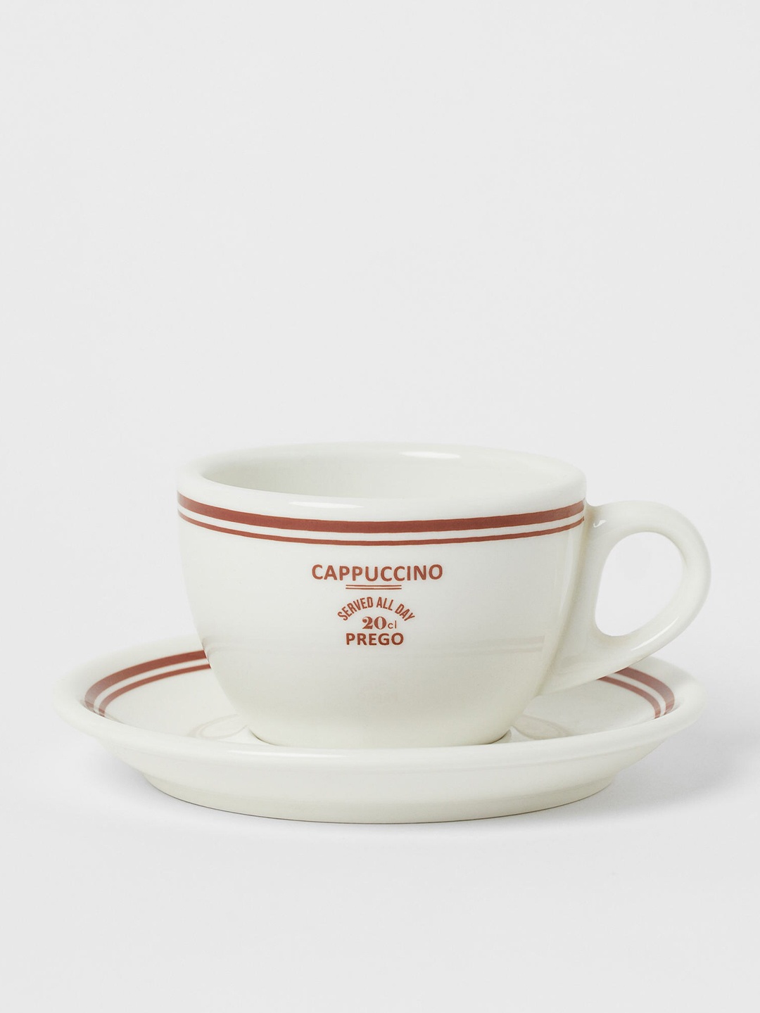 

H&M White & Brown Printed Cappuccino Cup & Saucer