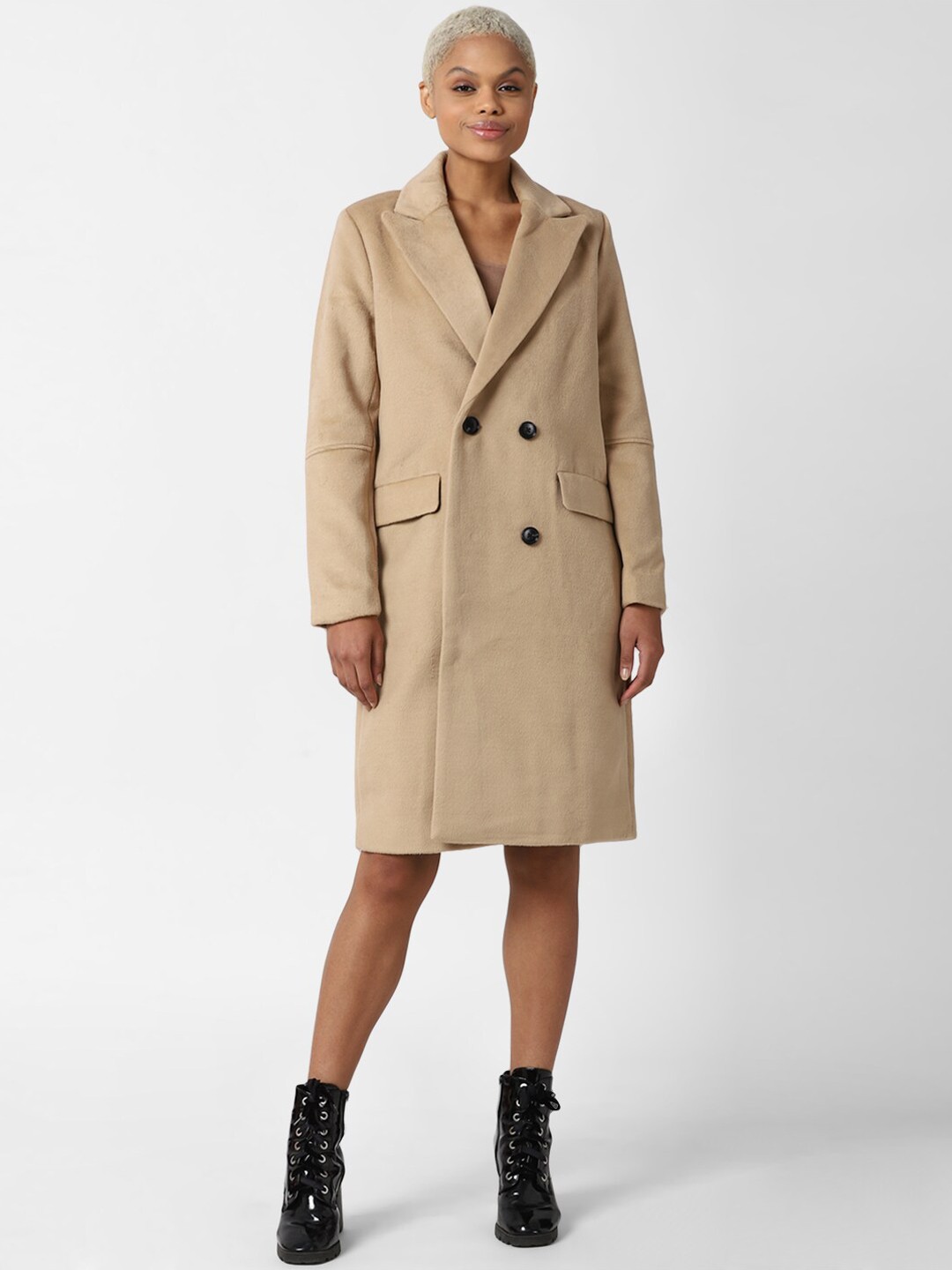 

FOREVER 21 Women Brown Textured Overcoats