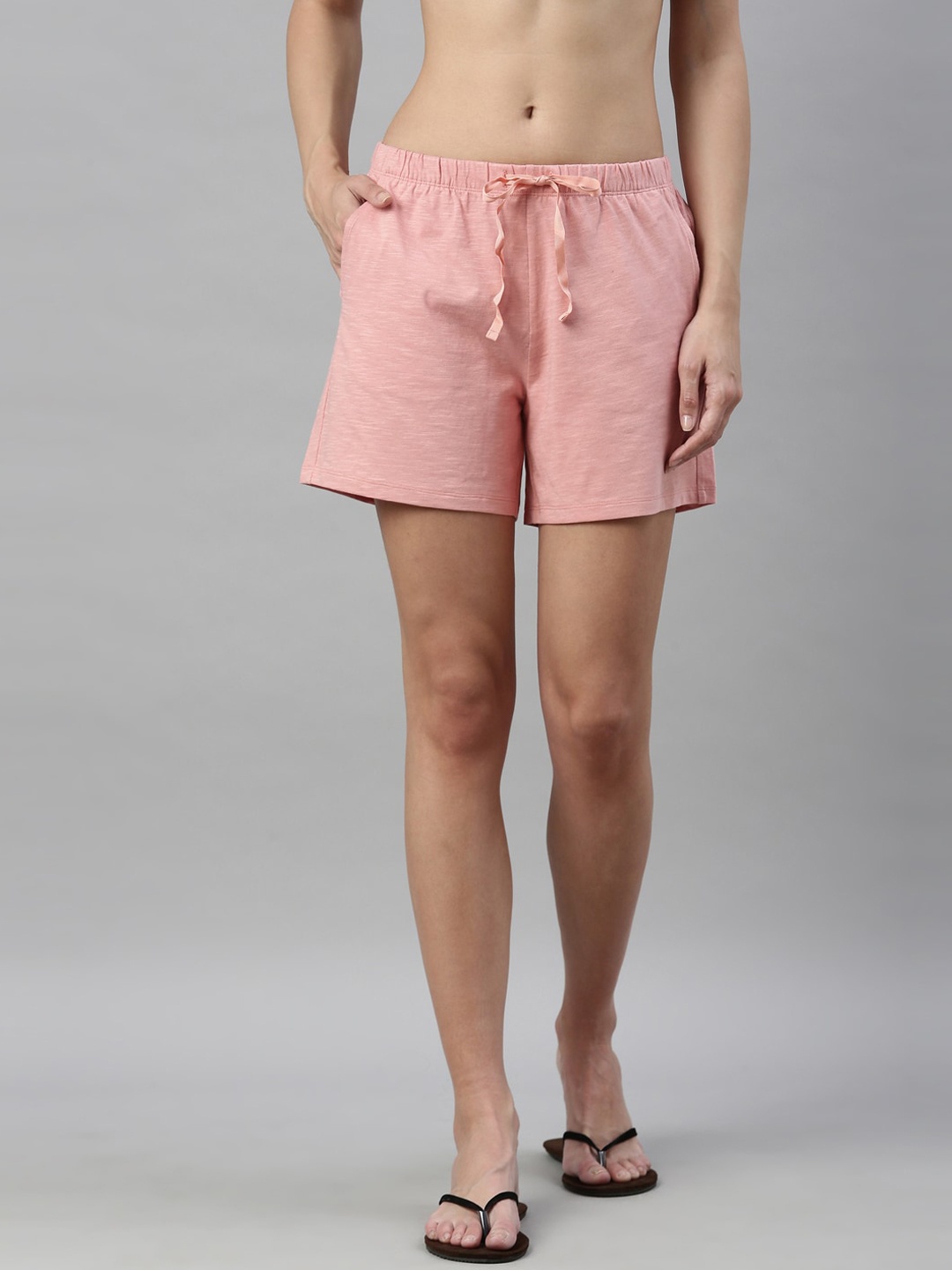 

Enamor Women Pink Loose Fit Cotton Shorts