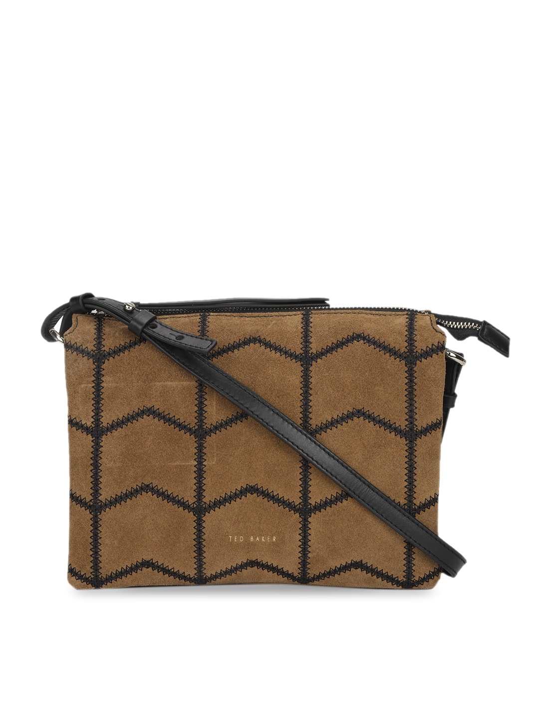 

Ted Baker Brown Geometric Leather Structured Sling Bag