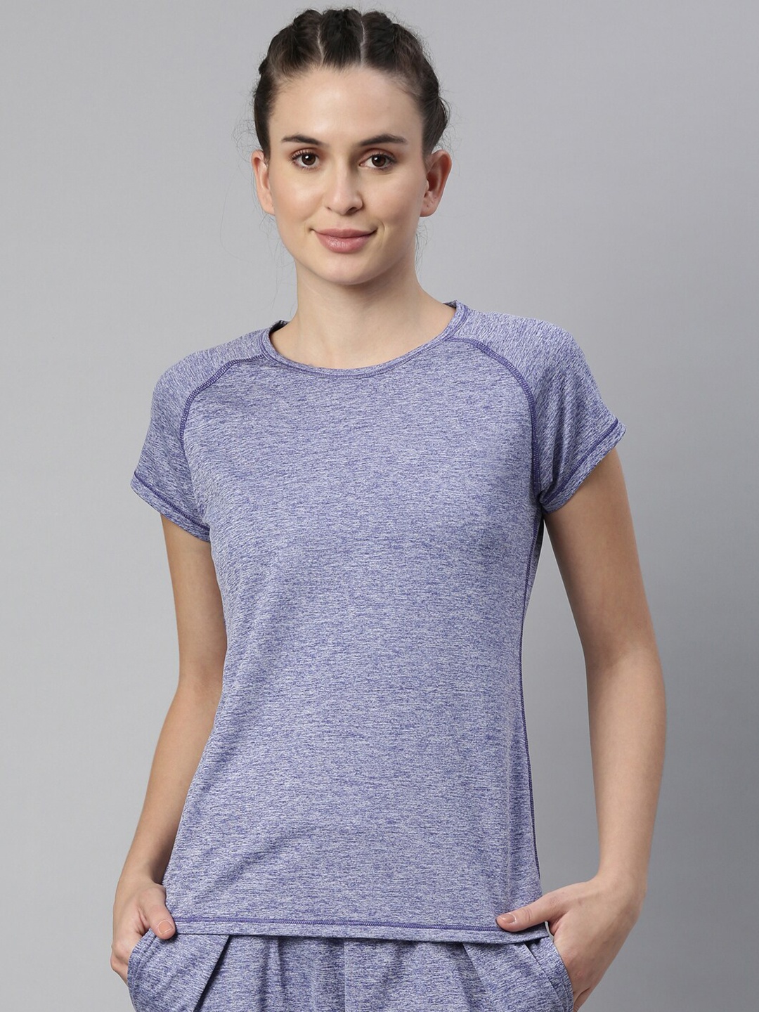 

Enamor Athleisure Women Blue Antimicrobial Slim Fit Sports T-shirt