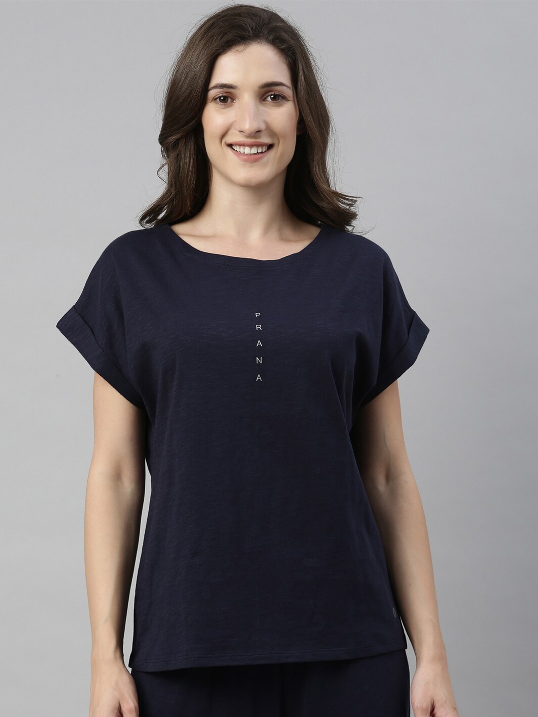 

Enamor Essentials Boat Neck Pure Cotton T-shirt, Navy blue