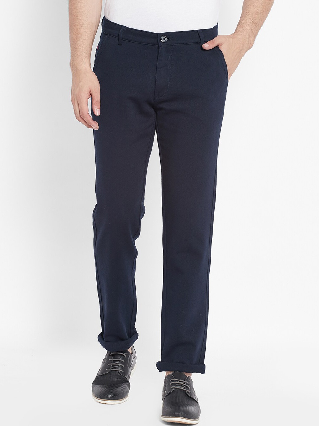 

TNG Men Navy Blue Slim Fit Solid Cotton Trousers