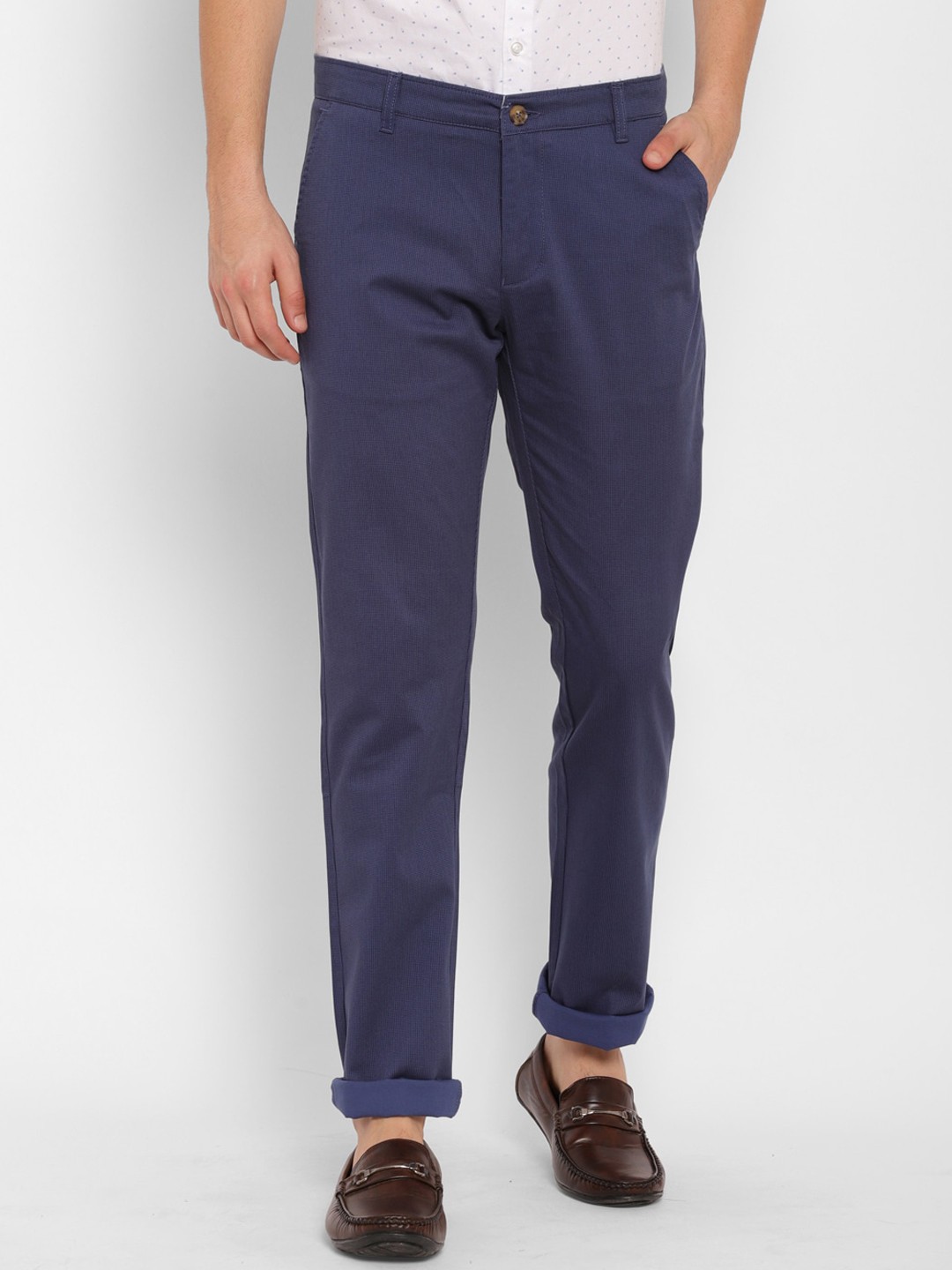 

TNG Men Blue Solid Regular Fit Cotton Regular Trouser