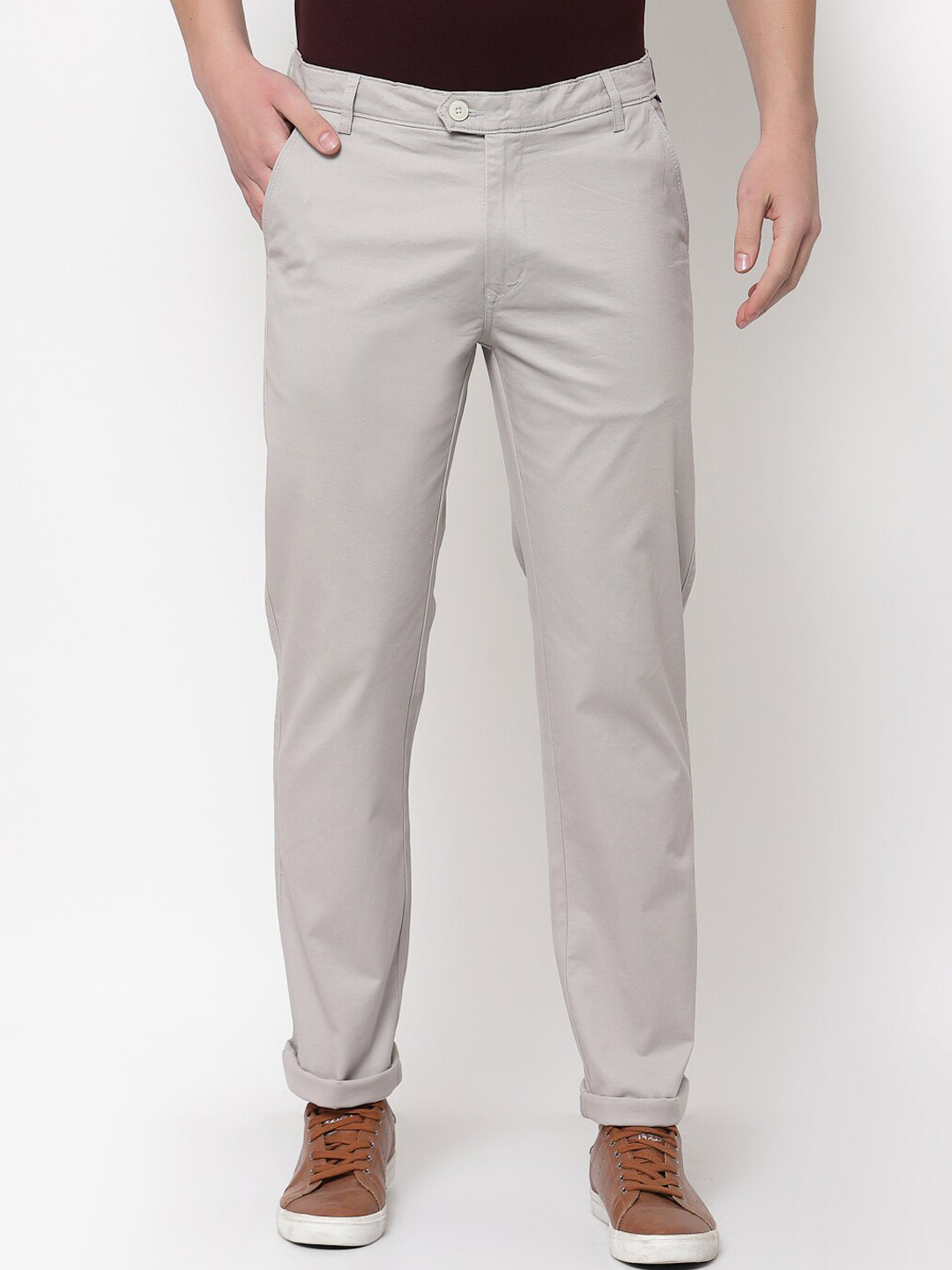 

TNG Men Grey Solid Regular Fit Cotton Regular Trouser