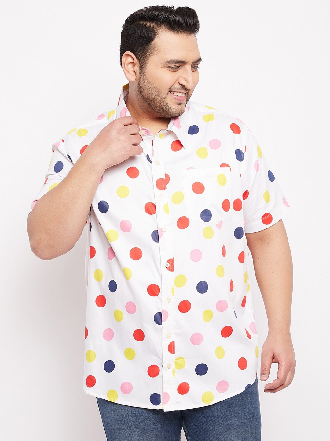 

bigbanana Men Plus Size Multi Color Classic Printed Cotton Casual Shirt