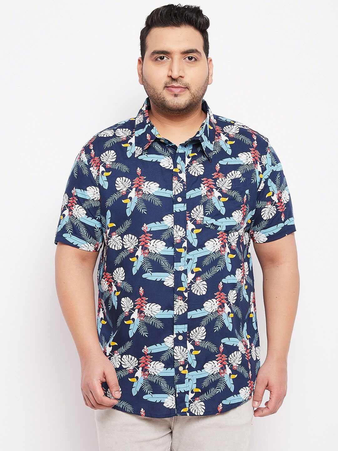 

bigbanana Plus Size Men Multi-Coloured Classic Printed Cotton Casual Shirt