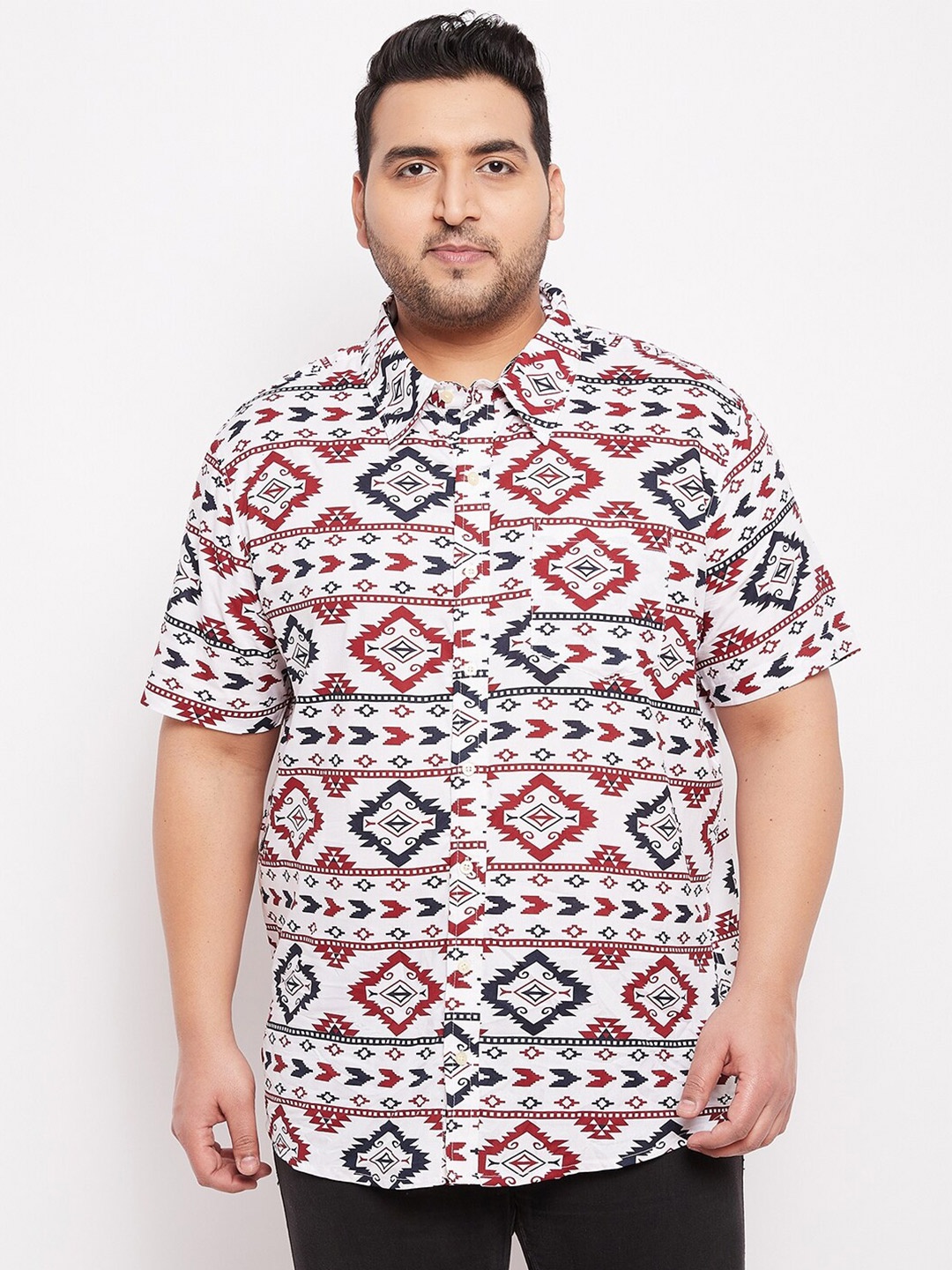 

bigbanana Men Plus Size Multi Color Classic Printed Cotton Casual Shirt