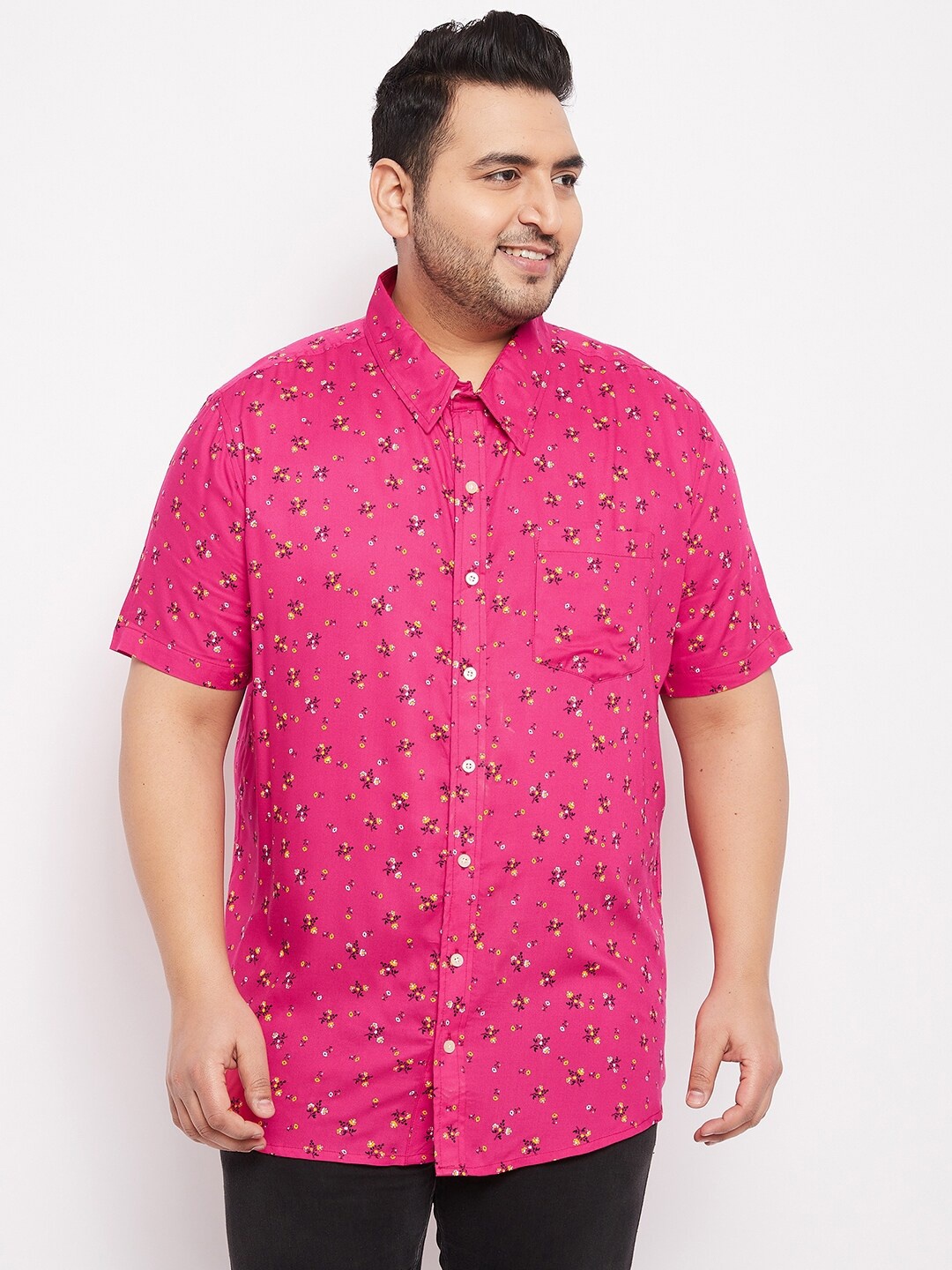 

bigbanana Men Plus Size Magenta Classic Printed Casual Shirt