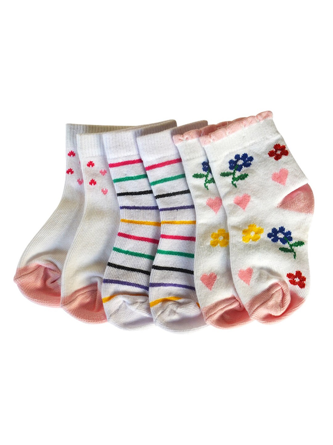 

FOOTPRINTS Infant Kids Multicoloured Pack Of 3 Patterned Ankle-Length Organic Cotton Socks, Multi