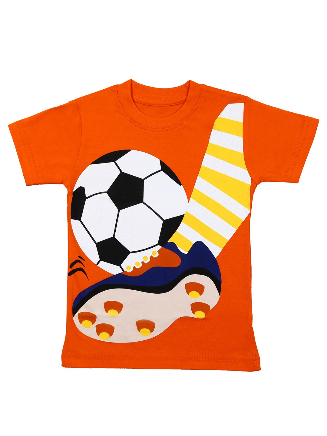 

Crunchy Fashion Boys Orange Printed Pure Cotton T-shirt