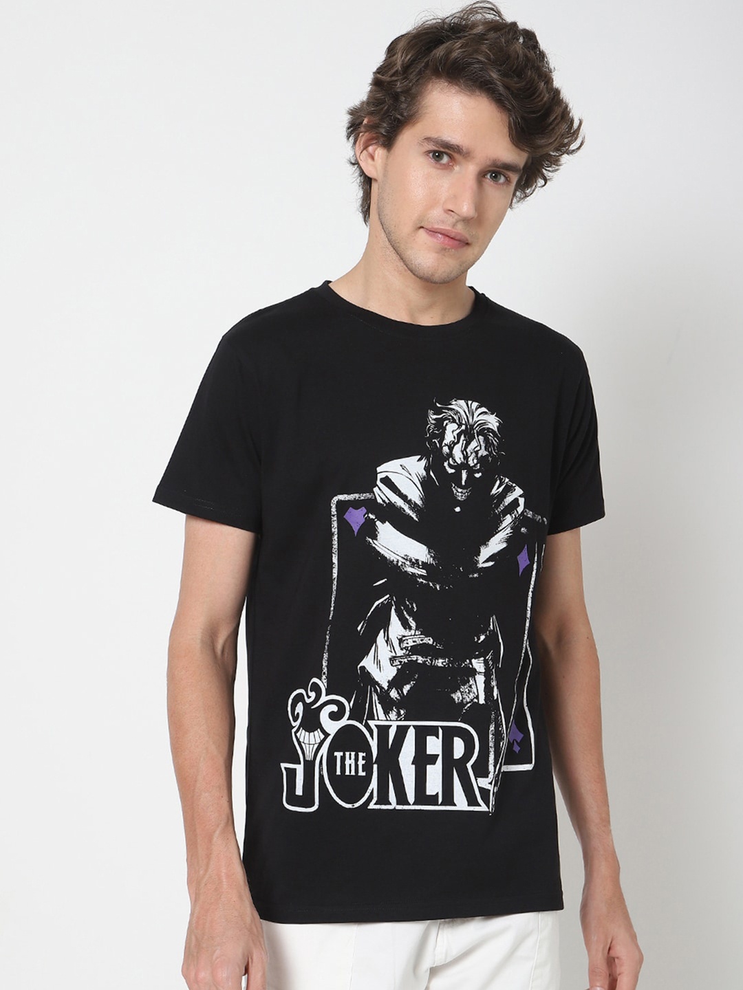 

Bewakoof Men Black Graphic Printed Regular Fit Cotton T-shirt