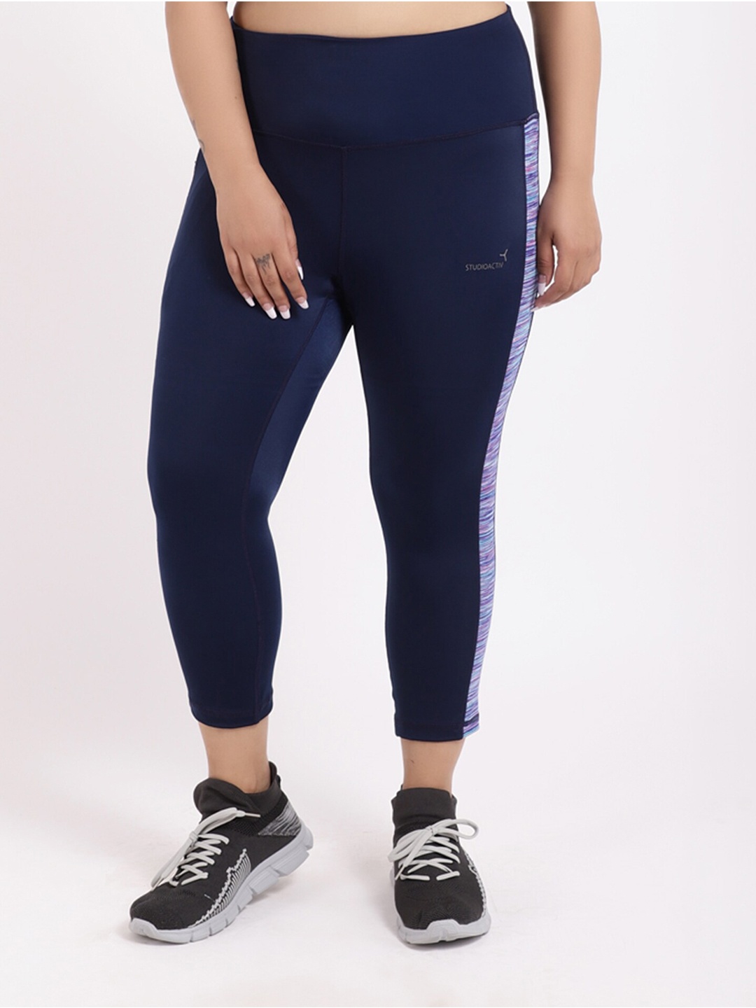 

STUDIOACTIV Women Plus Size Navy Blue Printed Capris