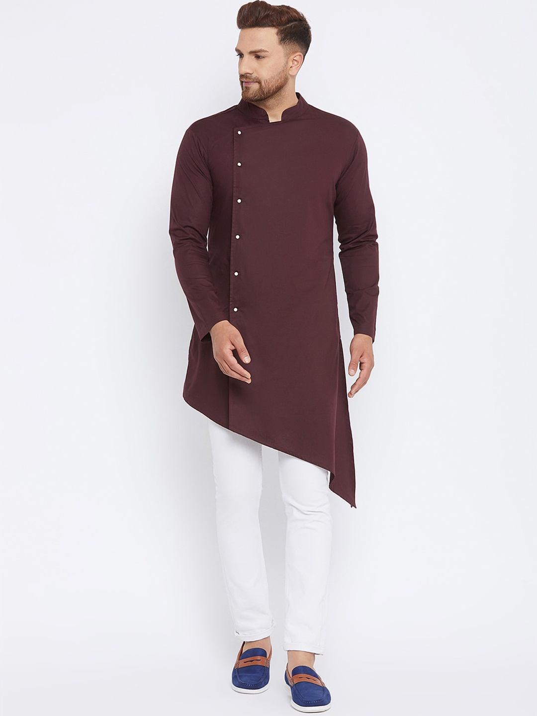 

Hypernation Men Brown Solid Cotton Kurta