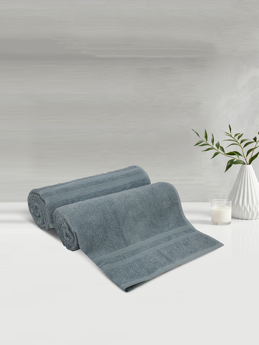 

LUSH & BEYOND Set of 2 500 GSM Pure Cotton Bath Towels, Grey