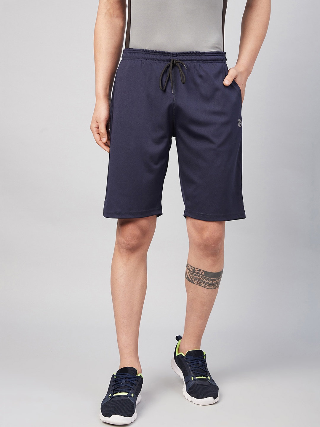 

GRITSTONES Men Navy Blue High-Rise Rapid Dry Running Shorts