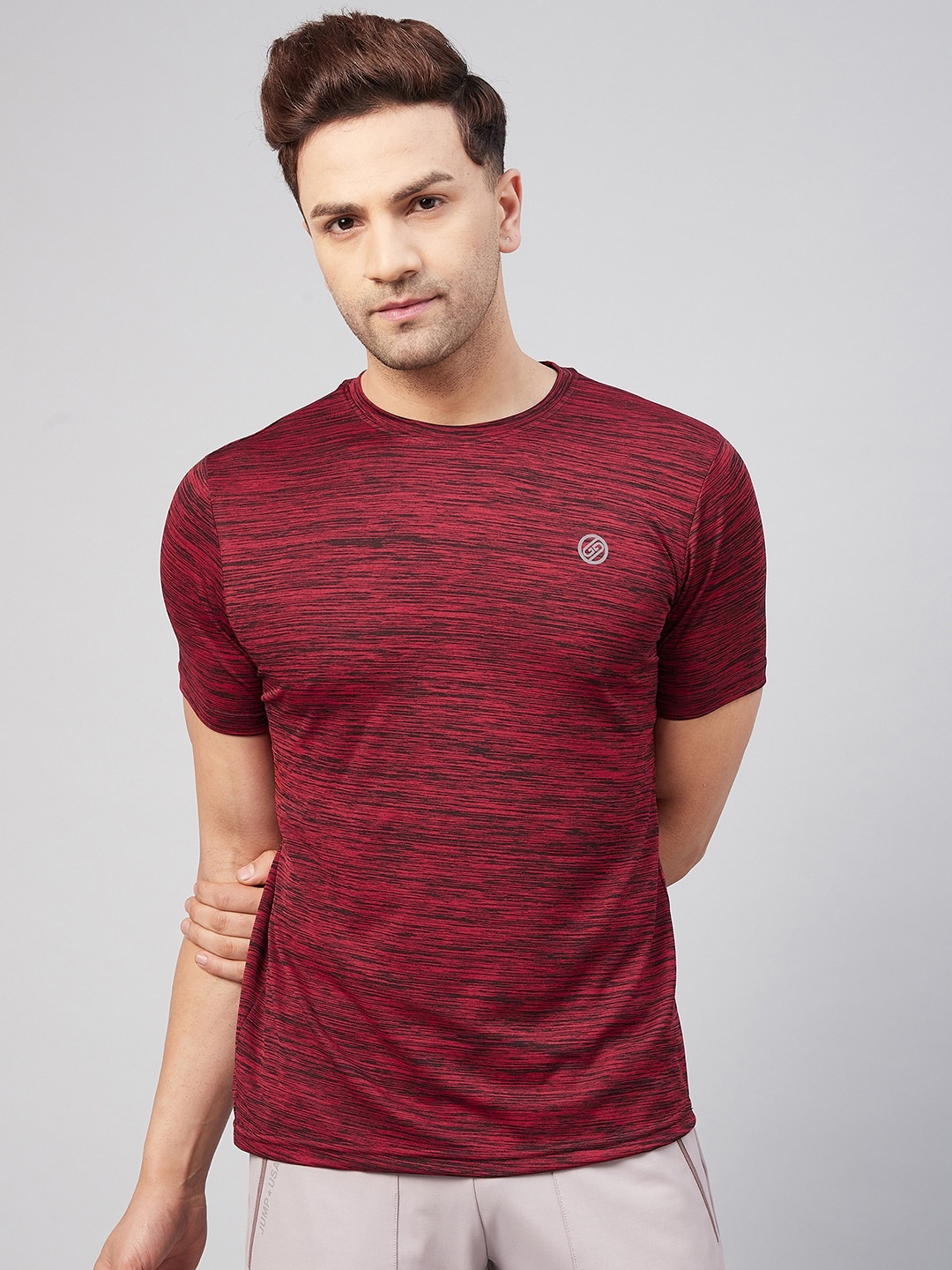 

GRITSTONES Men Maroon Training or Gym Active Rapid Dry T-shirt