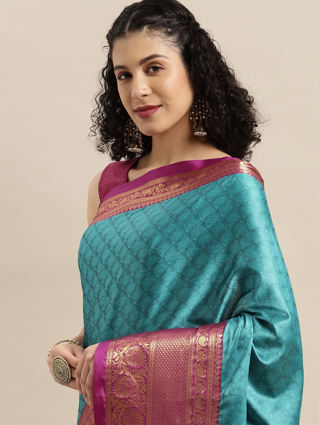 

VASTRANAND Blue Woven Design Banarasi Saree