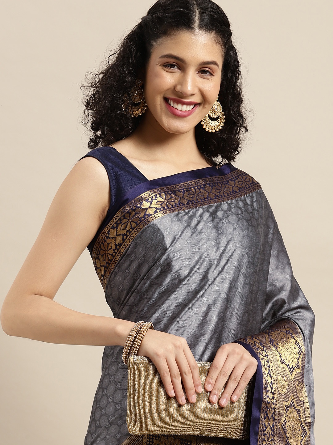 

VASTRANAND Grey Woven Design Banarasi Saree