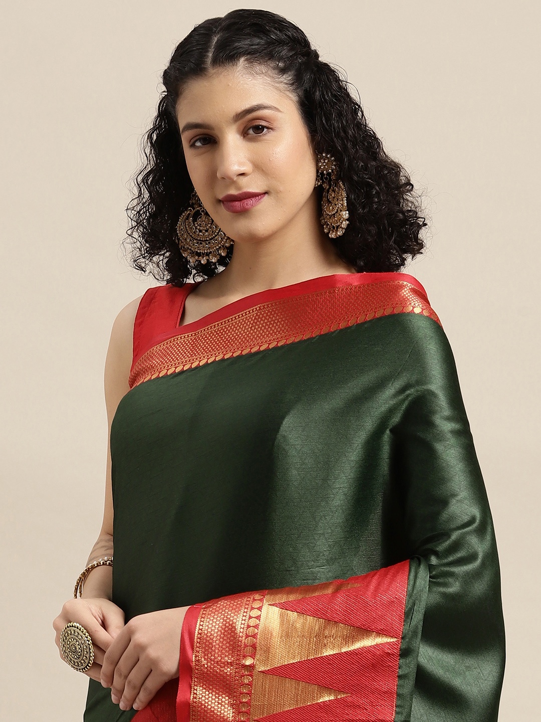 

VASTRANAND Green Woven Design Banarasi Saree