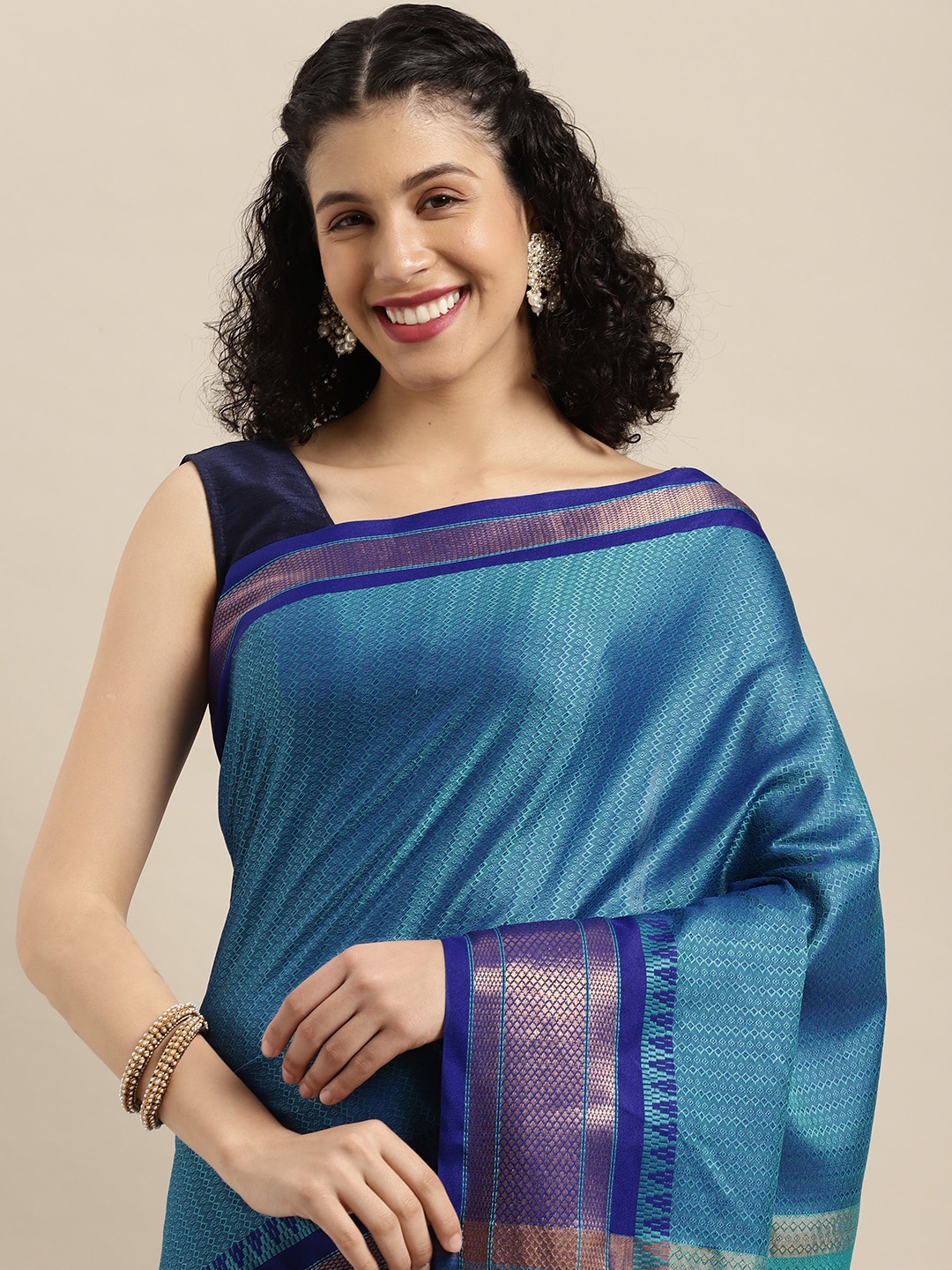 

VASTRANAND Blue Woven Design Banarasi Saree